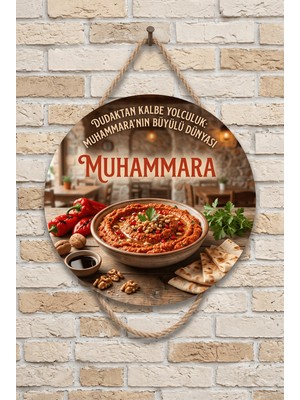 Mayeka Muhammara Meze Temalı Restoranlar Şarküteriler Balıkçılar Için Ahşap Duvar Kapı Dekoratif Süs Tablo