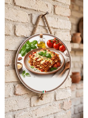 Mayeka Lazanya Makarna Temalı Restoranlar Cafeler Lokantalar Için Ahşap Duvar Kapı Dekoratif Süs Tablo