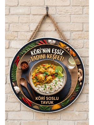 Mayeka Köri Soslu Tavuk Temalı Restoranlar Cafeler Lokantalar Için Ahşap Duvar Kapı Dekoratif Süs Tablo