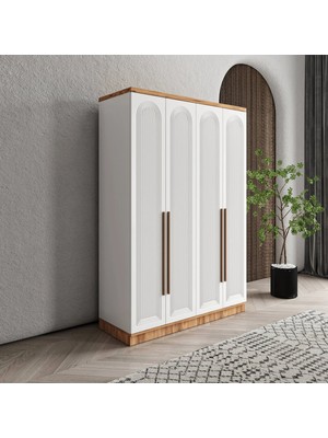Macera Mobilya Rosa 4 Kapaklı Komple Mdf Beyaz Gardırop