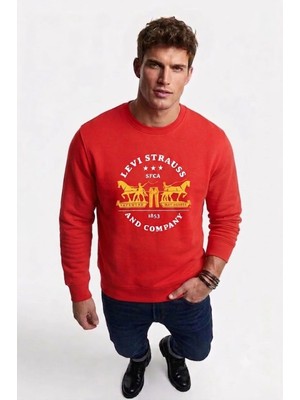 Levi's pamuk Graphic Erkek bisiklet yaka Sweatshirt