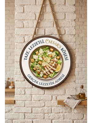 Mayeka Caesars Salata Temalı Restoranlar Cafeler Lokantalar Için Ahşap Duvar Kapı Dekoratif Süs Tablo