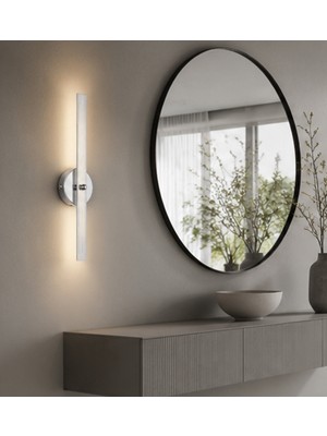 TT Aydınlatma TT078-KR-DSNCBK-PİLLİ-APL 60 cm Çizgili Profil Krom Kaplama Pilli Çubuk Aplik