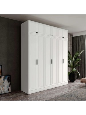 Macera Mobilya Milas 6 Kapaklı Komple Mdf Yüklüklü Gardırop