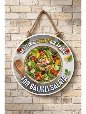 Mayeka Ton Balıklı Salata Temalı Restoranlar Cafeler Lokantalar Için Ahşap Duvar Kapı Dekoratif Süs