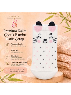 Yshine 6’lı Çocuk Bambu Patik Çorap Kulaklı Hayvan Desenli Yumuşak Dokulu