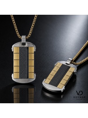 Voyage Accessory Paslanmaz Çelik Gold-Siyah Renk Klasik ve Spor Kombin Erkek Kolye