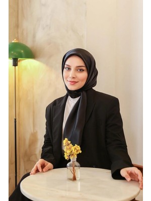 Alluring Ebruli Düz Renk Eşarp - Kristal-Siyah