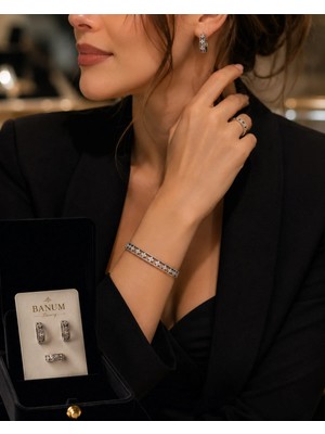 Banum Luxury Lüks Tasarım Yenı Moda Gümüş Tonlu 4lü Set