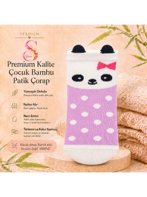 Yshine 6’lı Çocuk Bambu Patik Çorap Kulaklı Hayvan Desenli Yumuşak Dokulu