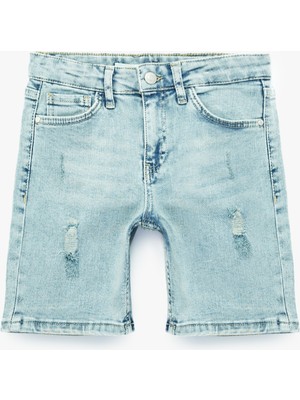 Koton Pamuklu Ayarlanabilir Lastikli Bermuda Denim  Şort