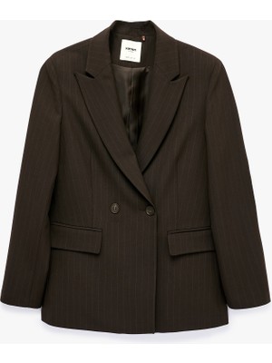 Koton Regular Fit Uzun Kollu Cep Detaylı Düğmeli Kruvaze Yaka Blazer Ceket