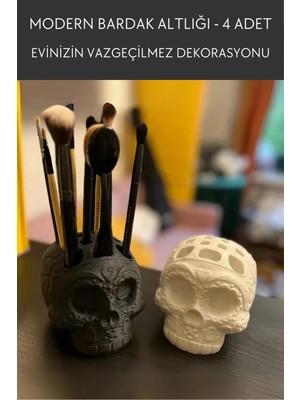 Empressco Makyaj Fırçası Tutucu | Makyaj Malzemesi Düzenleyici | Kurukafa Makyaj Fırçası Organizeri | Makyaj