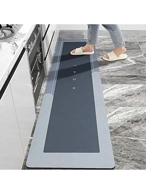Mey İthalat Banyo Paspası-Kaymaz Tabanlı-Süper Emici Banyo Paspası-Abdest Paspası-Uzun Gri 50 * 120