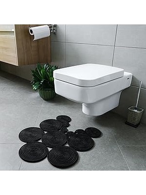 Mey İthalat Bohem Tarz Jüt Klozet Önü Paspası - Doğal Jüt, Yıkanabilir ve Dayanıklı Halı, Şık ve Dekoratif Banyo Matı (Siyah)