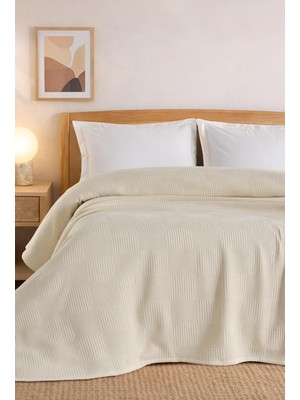 Royam Mevsim Home %100 Pamuk Çift Kişilik Waffle Desenli Yatak Örtüsü Pike 220 x 240
