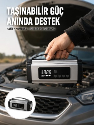 Astraltech Dijital Göstergeli Akü Takviye Cihazı Lastik Şişirme Powerbank ve LED Işık Özellikli Yeni Nesil