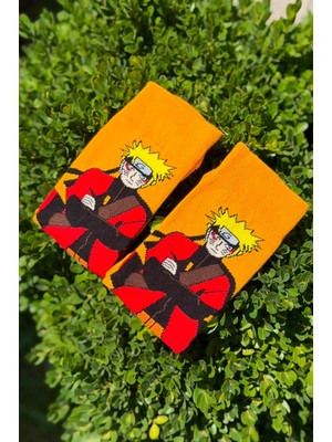 Lou Socks Unisex Naruto Uzumaki Desenli Turuncu Anime Soket Çorap