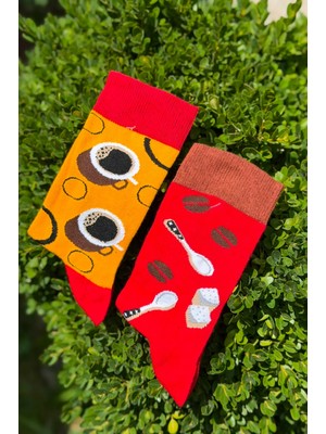Lou Socks Unisex Sağlı Sollu Kahve Desenli Soket Çorap