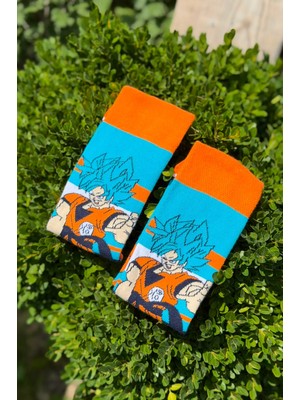Lou Socks Unisex Dragon Ball Goku Desenli Turkuaz Anime Soket Çorap