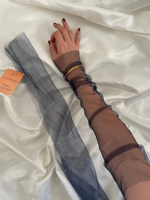 Nurcanilirboutique Lacivert Tül Kolluk Eldiven