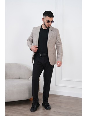 Dupont Classics Dupont Erkek Keten Blazer Ceket Slim Fit Sivri Yaka Çift Düğme Çift Yırtmaç 6 Drop