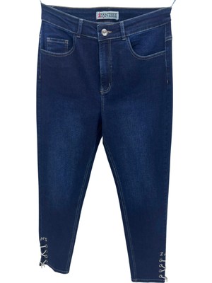 Zanessi Büyük Beden Taşlı Denim Kadın Pantolon