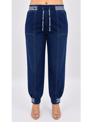 Zanessi Fashion Büyük Beden  Denim Bol Paça Kadın Pantolon