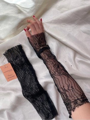 Nurcanilirboutique Siyah Dantel Kolluk Eldiven