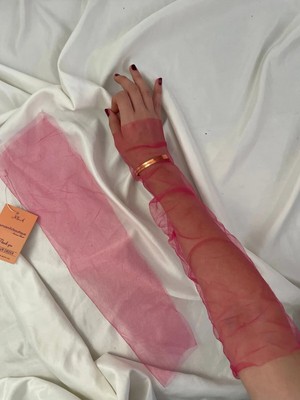 Nurcanilirboutique Şeker Pembe Tül Kolluk Eldiven