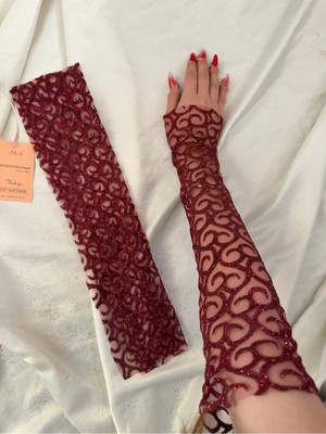 Nurcanilirboutique Zarif Bordo Eldiven Kolluk