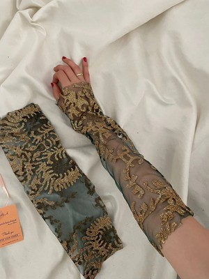 Nurcanilirboutique Sim Detaylı Zarif Özel Gün Tamamlayıcı Eldiven&kolluk