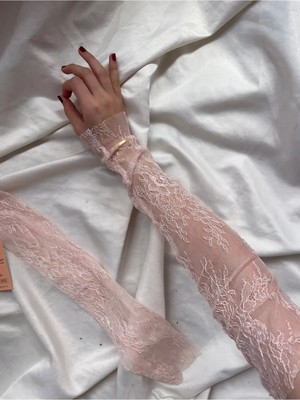 Nurcanilirboutique Pudra Dantel Kolluk Eldiven