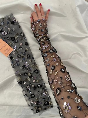 Nurcanilirboutique Taşlı Pullu Boncuklu Özel Tasarım Eldiven Kolluk