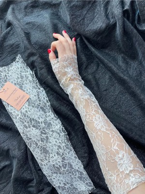 Nurcanilirboutique Beyaz Dantel Kolluk Eldiven