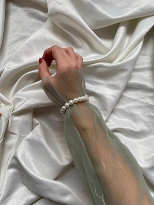 Nurcanilirboutique Gri Tül Kolluk