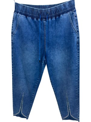 Zanessi Büyük Beden Taşlı Denim Kadın Pantolon