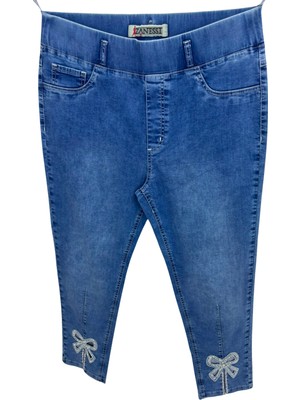 Zanessi Büyük Beden Taşlı Denim Kadın Pantolon