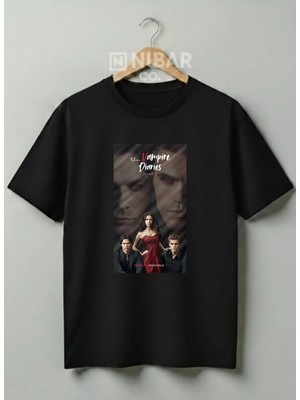 Nubarco The Vampire Diaries Baskılı Sokak Stili Unisex %100 Pamuklu Unisex Tişört
