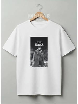 Nubarco Mustafa Kemal Atatürk Tasarımlı Pamuklu Tişört Milli Bayramlar Özel Serisi Çocuk & Yetişkin-Unisex