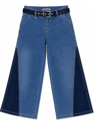 Zanessi Büyük Beden Kemerli Likralı Taşlı Denim Kadın Pantolon