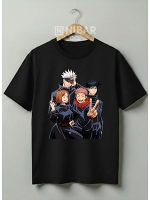 Nubarco Jujutsu Kaisen Baskılı Anime Tasarımlı Unisex Premium Baskılı %100 Pamuklu T-Shirt