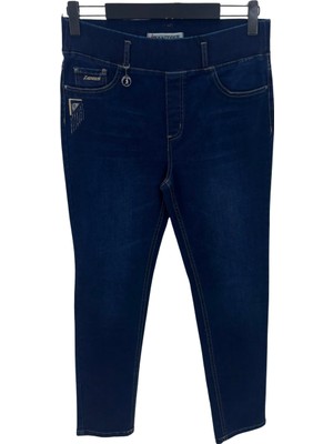 Zanessi Büyük Beden Beli Lastikli Denim  Kadın Pantolon
