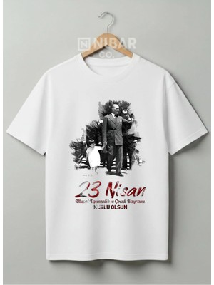 Nubarco Mustafa Kemal Atatürk Tasarımlı Pamuklu Tişört Milli Bayramlar Özel Serisi Çocuk & Yetişkin-Unisex