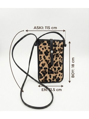 Ose Paris Leopar Desenli Telefon Çantası