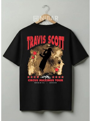 Nubarco Travis Scott Baskılı Sokak Stili Unisex %100 Pamuklu Unisex Tişört