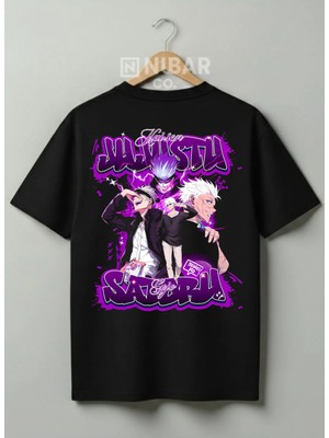 Nubarco Jujutsu Kaisen Baskılı Anime Tasarımlı Unisex Premium Baskılı %100 Pamuklu T-Shirt