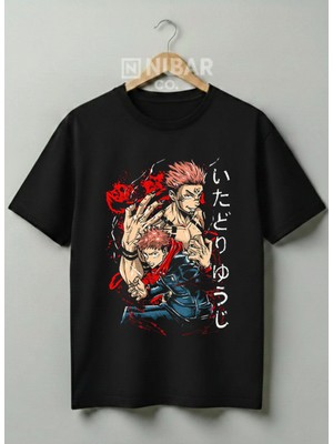 Nubarco Jujutsu Kaisen Baskılı Anime Tasarımlı Unisex Premium Baskılı %100 Pamuklu T-Shirt
