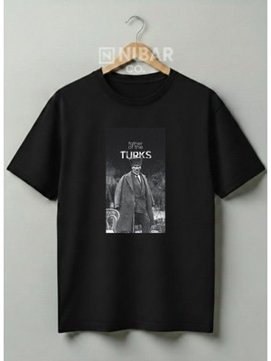 Nubarco Mustafa Kemal Atatürk Tasarımlı Pamuklu Tişört Milli Bayramlar Özel Serisi Çocuk & Yetişkin-Unisex