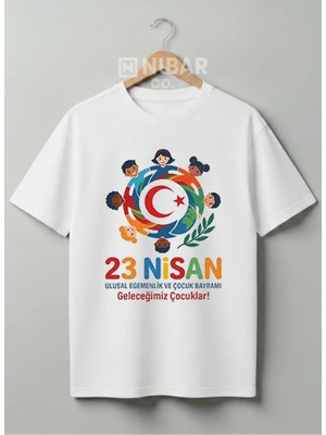 Nubarco 23 Nisan Tasarımlı Pamuklu Tişört Milli Bayramlar Özel Serisi Çocuk
